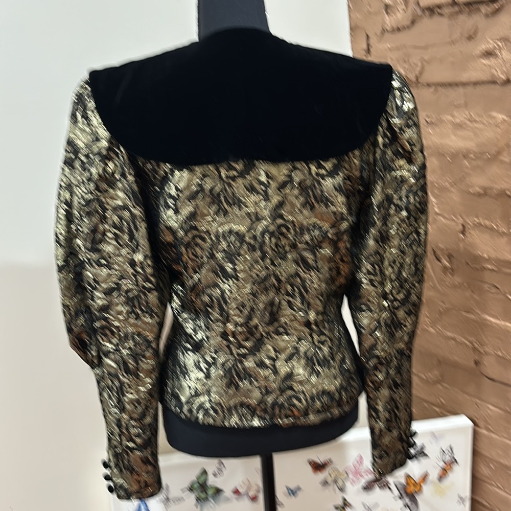 Joanie Char Black and Gold blazer velvet collar size 8 - Picture 2 of 3